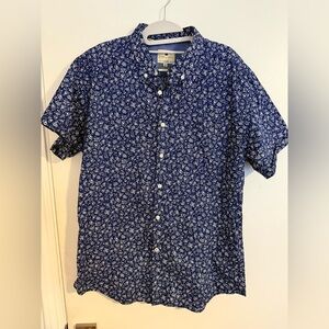 Men's Blue Floral Button-Down Shirt